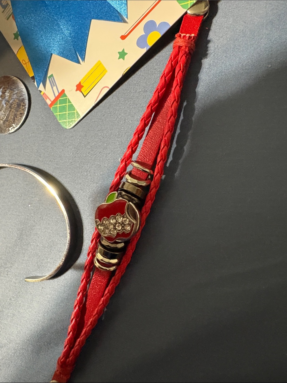 Teacher bundle has Ceramic Apple/yellow Pencil Lid on a cup, candle and jewelry - Picture 10 of 15